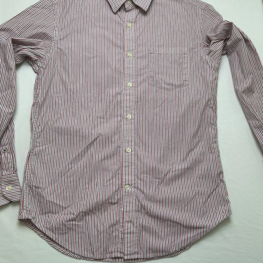 Banana Republic Mens Striped Soft-Wash Button Down Shirt Size S Red White Blue